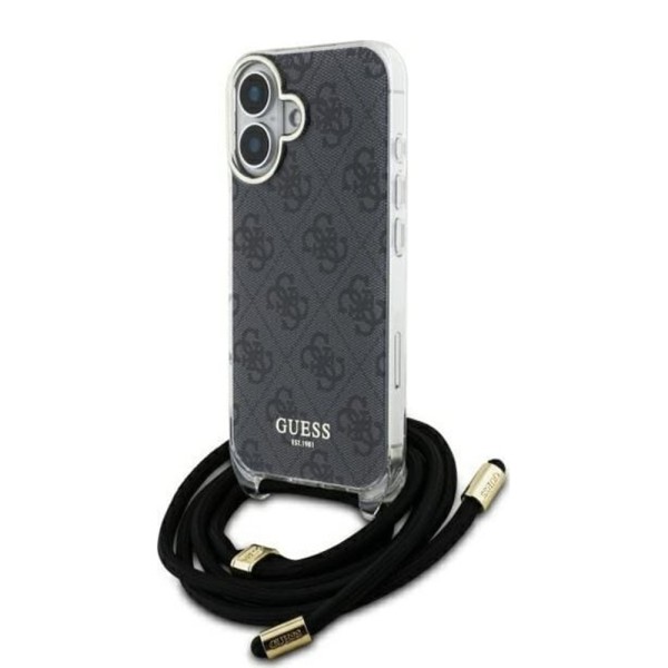 Калъф Guess - Crossbody Cord 4G Print (GUHCP16SHC4SEK) - iPhone 16 - Black