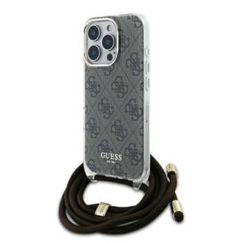 Калъф Guess - Crossbody Cord 4G Print (GUHCP16LHC4SEW) - iPhone 16 Pro - Brown