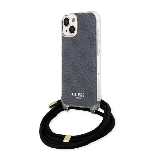 Калъф Guess - Crossbody Cord 4G Print (GUHCP15SHC4SEK) - iPhone 15 - Black