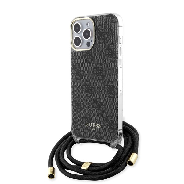 Калъф Guess - Crossbody Cord 4G Print (GUHCP15XHC4SEK) - iPhone 15 Pro Max - Black