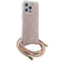 Калъф Guess - Crossbody Cord 4G Print (GUHCP15XHC4SEP) - iPhone 15 Pro Max - Pink