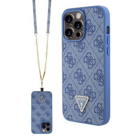 Калъф Guess - Crossbody 4G Metal Logo (GUHCP15LP4TDSCPB) - iPhone 15 Pro - Blue