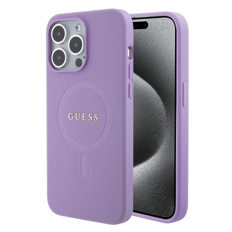 Калъф Guess - Saffiano MagSafe (GUHMP15XPSAHMCU) - iPhone 15 Pro Max - Purple