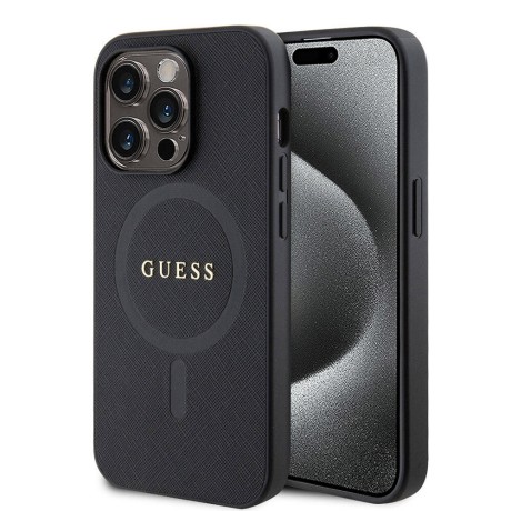 Калъф Guess - Saffiano MagSafe (GUHMP15LPSAHMCK) - iPhone 15 Pro - Black