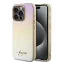 Калъф Guess - Saffiano Iridescent Script (GUHCP15LPSAIRSD) - iPhone 15 Pro - Gold