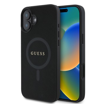 Калъф Guess - Saffiano Classic Logo MagSafe (GUHMP16MPSAHMCK) - iPhone 16 Plus - Black