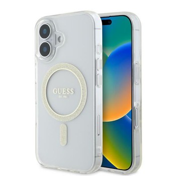 Калъф Guess - IML Glitter Circle MagSafe (GUHMP16SHFGERET) - iPhone 16 - Clear