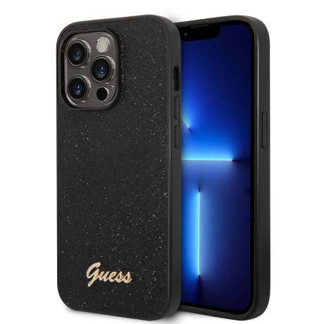 Калъф Guess - Glitter Script (GUHCP14XHGGSHK) - iPhone 14 Pro Max - Black