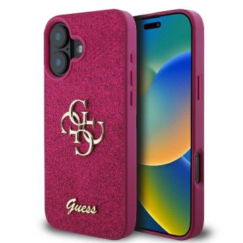 Калъф Guess - Glitter Fixed Big 4G (GUHCP16SHG4SGU) - iPhone 16 - Purple