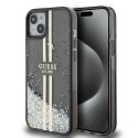 Калъф Guess - Liquid Glitter Gold Stripes (GUHCP15MLFCSEGK) - iPhone 15 Plus - Black