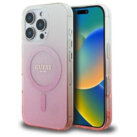 Калъф Guess - IML Glitter Gradient MagSafe (GUHMP16LHGRCELP) - iPhone 16 Pro - Pink