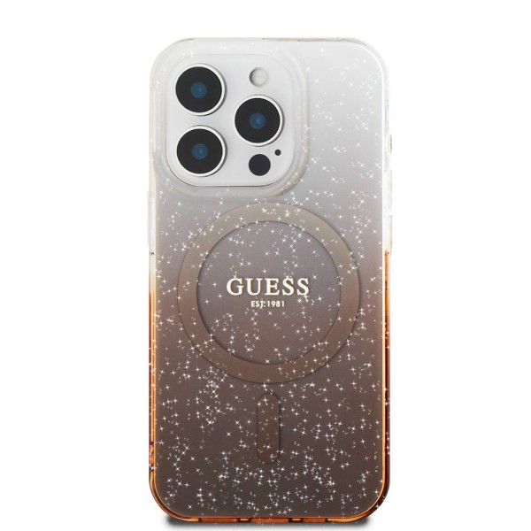 Калъф Guess - IML Glitter Gradient MagSafe (GUHMP16LHGRCELW) - iPhone 16 Pro - Brown