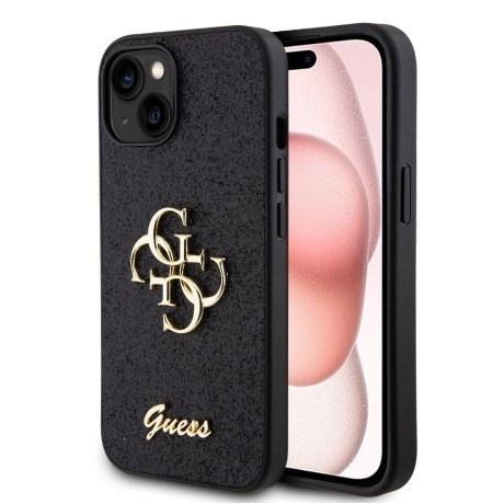 Калъф Guess - Glitter Script Big 4G (GUHCP15SHG4SGK) - iPhone 15 - Black