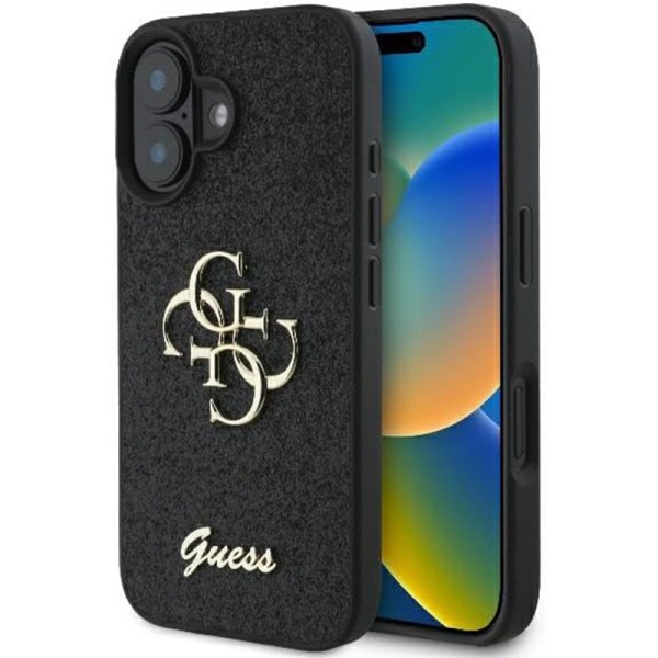 Калъф Guess - Glitter Fixed Big 4G (GUHCP16SHG4SGK) - iPhone 16 - Black