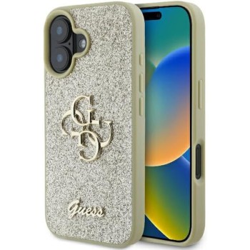 Калъф Guess - Glitter Fixed Big 4G (GUHCP16SHG4SGD) - iPhone 16 - Gold