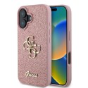 Калъф Guess - Glitter Fixed Big 4G (GUHCP16SHG4SGP) - iPhone 16 - Pink