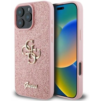 Калъф Guess - Glitter Fixed Big 4G (GUHCP16LHG4SGP) - iPhone 16 Pro - Pink