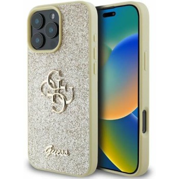 Калъф Guess - Glitter Fixed Big 4G (GUHCP16LHG4SGD) - iPhone 16 Pro - Gold