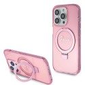 Калъф Guess - Ring Stand Script Glitter MagSafe (GUHMP15XHRSGSP) - iPhone 15 Pro Max - Pink