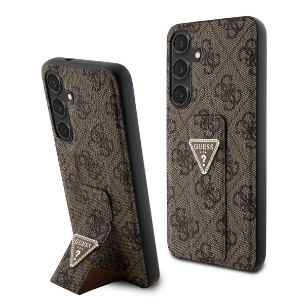 Калъф Guess - Grip Stand 4G Triangle Strass (GUHCS24MPGS4TDW) - Samsung Galaxy S24 Plus - Brown