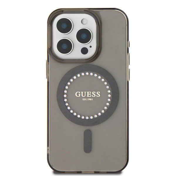 Калъф Guess - IML Rhinestones MagSafe (GUHMP16LPFTDTEK) - iPhone 16 Pro - Black