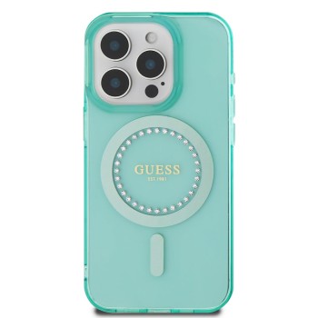 Калъф Guess - IML Rhinestones MagSafe (GUHMP16LPFTDTEN) - iPhone 16 Pro - Green