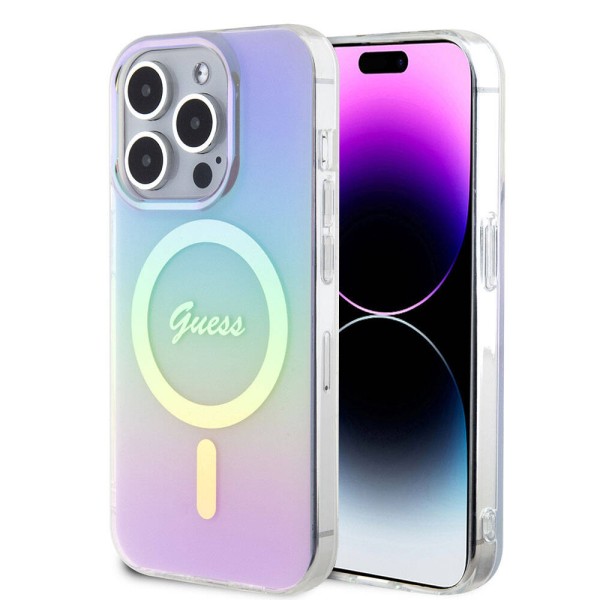 Калъф Guess - IML Iridescent MagSafe (GUHMP15LHITSU) - iPhone 15 Pro - Purple