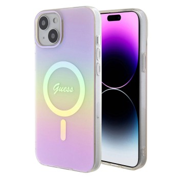 Калъф Guess - IML Iridescent MagSafe (GUHMP15SHITSP) - iPhone 15 - Pink