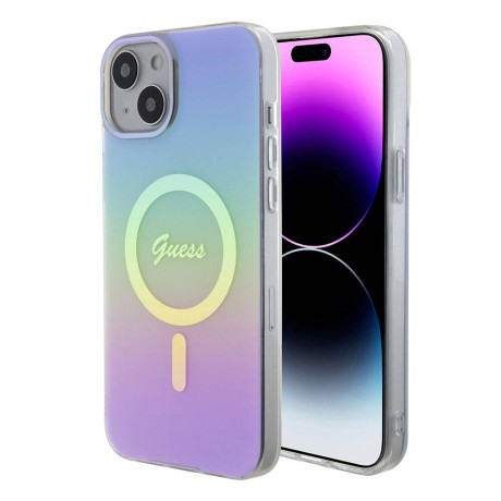 Калъф Guess - IML Iridescent MagSafe (GUHMP15SHITSU) - iPhone 15 - Purple