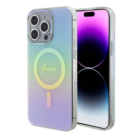 Калъф Guess - IML Iridescent MagSafe (GUHMP15XHITSQ) - iPhone 15 Pro Max - Turquoise