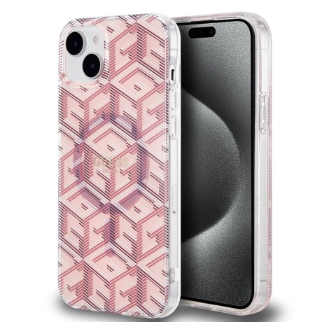 Калъф Guess - IML GCube MagSafe (GUHMP15SHGCUSTGP) - iPhone 15 - Pink