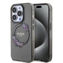 Калъф Guess - IML Flowers Wreath MagSafe (GUHMP15XHFWFCK) - iPhone 15 Pro Max - Black