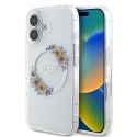 Калъф Guess - IML Flowers Wreath MagSafe (GUHMP16SHFWFCT) - iPhone 16 - Clear