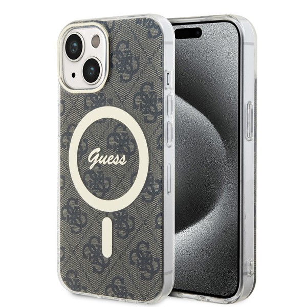 Калъф Guess - IML 4G MagSafe (GUHMP15MH4STW) - iPhone 15 Plus - Brown