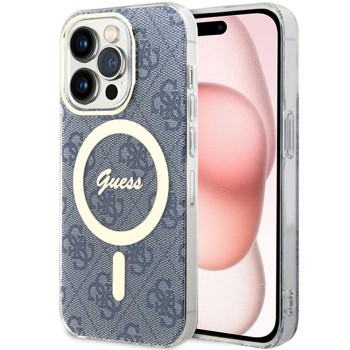 Калъф Guess - IML 4G MagSafe (GUHMP15SH4STB) - iPhone 15 - Blue