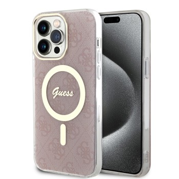 Калъф Guess - IML 4G MagSafe (GUHMP15XH4STP) - iPhone 15 Pro Max - Pink