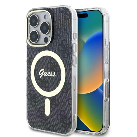 Калъф Guess - IML 4G MagSafe (GUHMP16LH4STK) - iPhone 16 Pro - Black