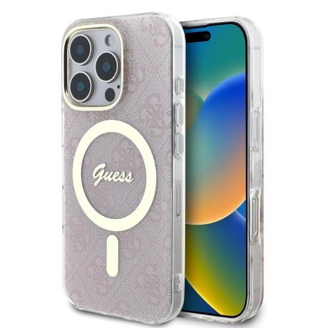 Калъф Guess - IML 4G MagSafe (GUHMP16LH4STP) - iPhone 16 Pro - Pink