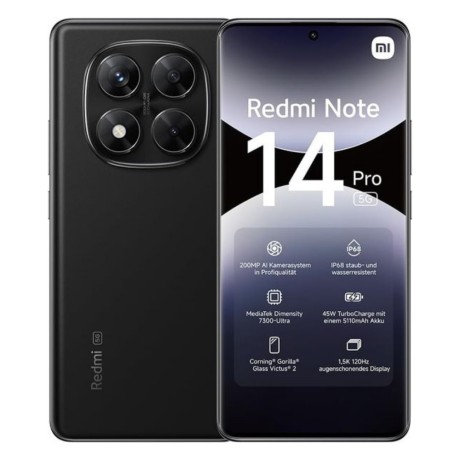 Смартфон Xiaomi Redmi Note 14 Pro 5G, 512GB, 12GB, DS, Midnight Black