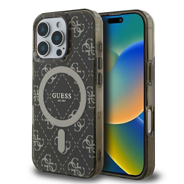 Калъф Guess - IML 4G Background MagSafe (GUHMP16XH4DTEW) - iPhone 16 Pro Max - Brown