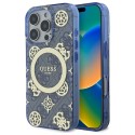 Калъф Guess - IML Peony On 4G Background MagSafe (GUHMP16LH4PYEEB) - iPhone 16 Pro - Blue