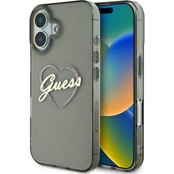 Калъф Guess - Hardcase IML Heart (GUHCP16SHCHGSPK) - iPhone 16 - Black