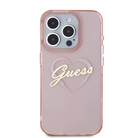 Калъф Guess - Hardcase IML Heart (GUHCP16XHCHGSPP) - iPhone 16 Pro Max - Pink