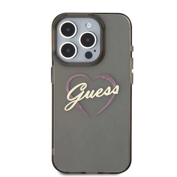 Калъф Guess - Hardcase IML Heart (GUHCP16XHCHGSPK) - iPhone 16 Pro Max - Black