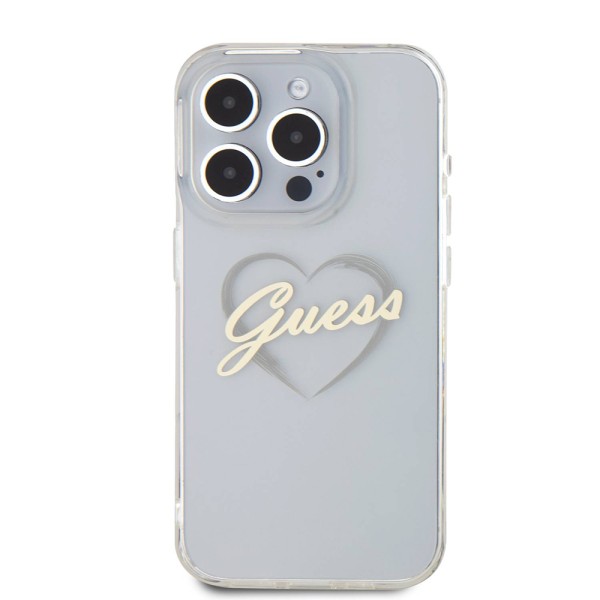 Калъф Guess - Hardcase IML Heart (GUHCP16LHCHGSPT) - iPhone 16 Pro - Clear