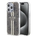 Калъф Guess - Hardcase IML 4G Gold Stripe (GUHCP15LH4PSEGW) - iPhone 15 Pro - Brown