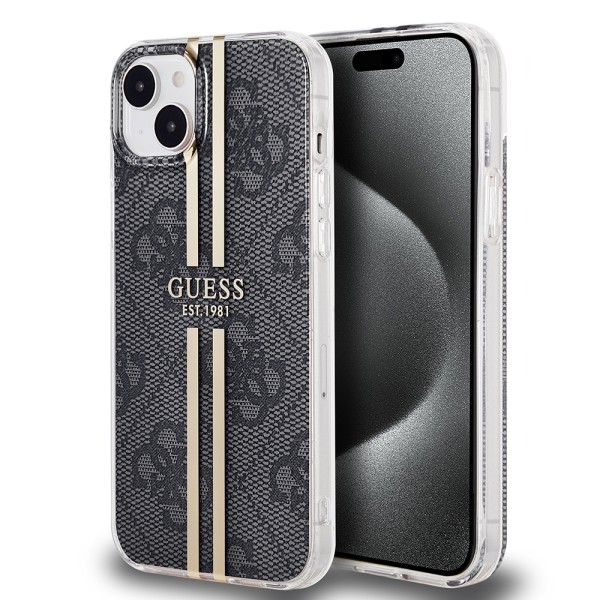 Калъф Guess - Hardcase IML 4G Gold Stripe (GUHCP15MH4PSEGK) - iPhone 15 Plus - Black