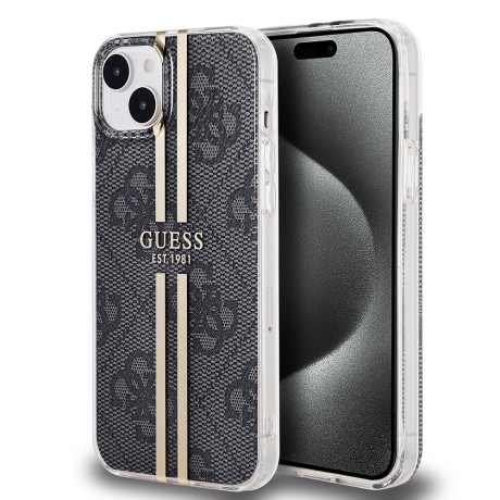 Калъф Guess - Hardcase IML 4G Gold Stripe (GUHCP15MH4PSEGK) - iPhone 15 Plus - Black