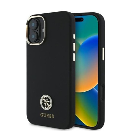 Калъф Guess - Silicone Logo Strass 4G (GUHCP16SM4DGPK) - iPhone 16 - Black