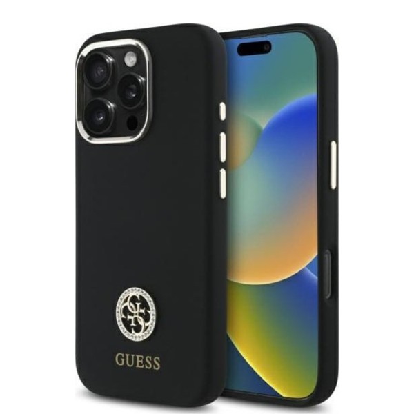 Калъф Guess - Silicone Logo Strass 4G (GUHCP16XM4DGPK) - iPhone 16 Pro Max - Black